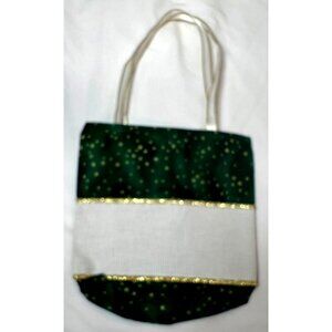 Tote Bag With Gold Star Pattern & Dual Handles Ready To Cross Stitch